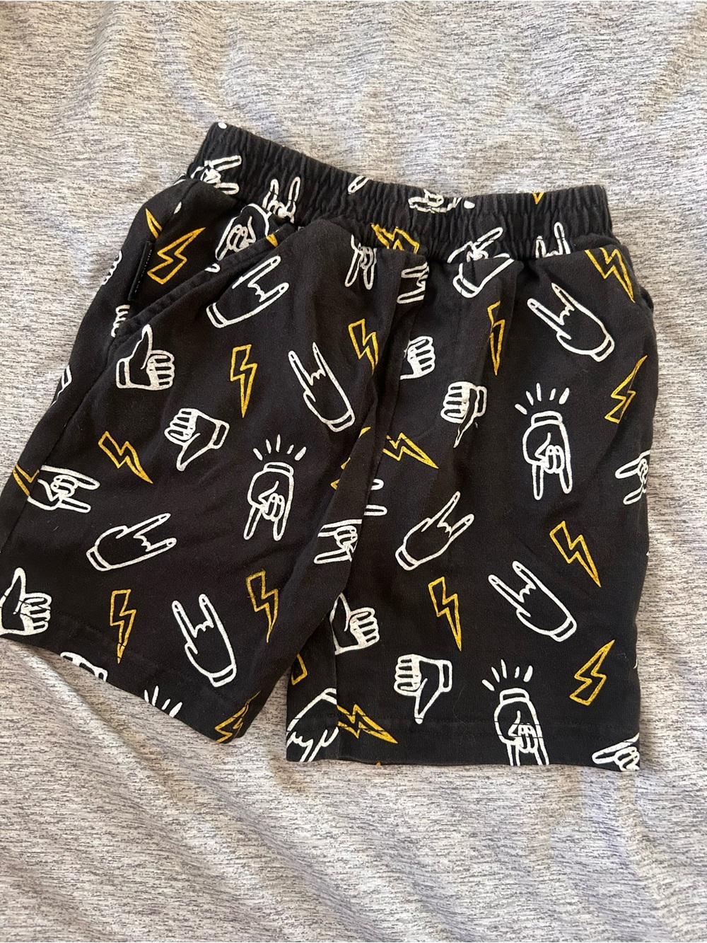 Black Graphic Lounge Shorts with Yellow & White Icons - Dot Australia